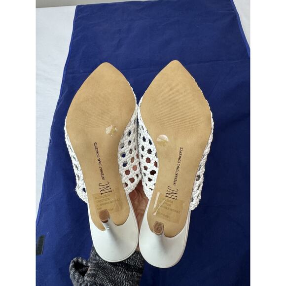 NWOT Celestia Woven Pointed-Toe Mules White INC International Concepts Boho 6.5 - Picture 9 of 11